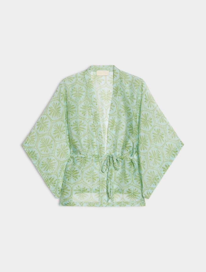BLUSA AMPIA IN MISTO SETA Acquamarina