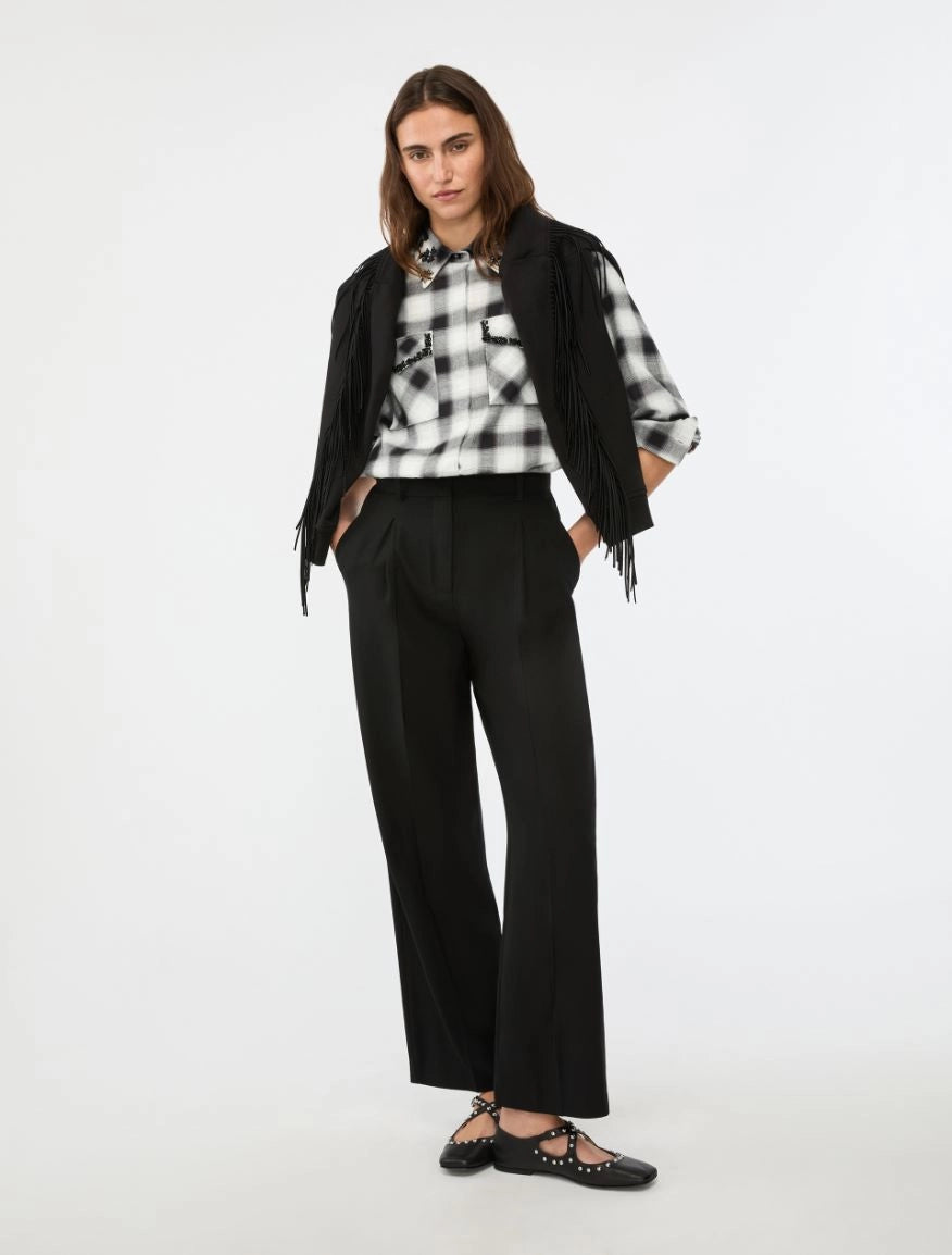 PANTALONI IN MISTO LANA Nero