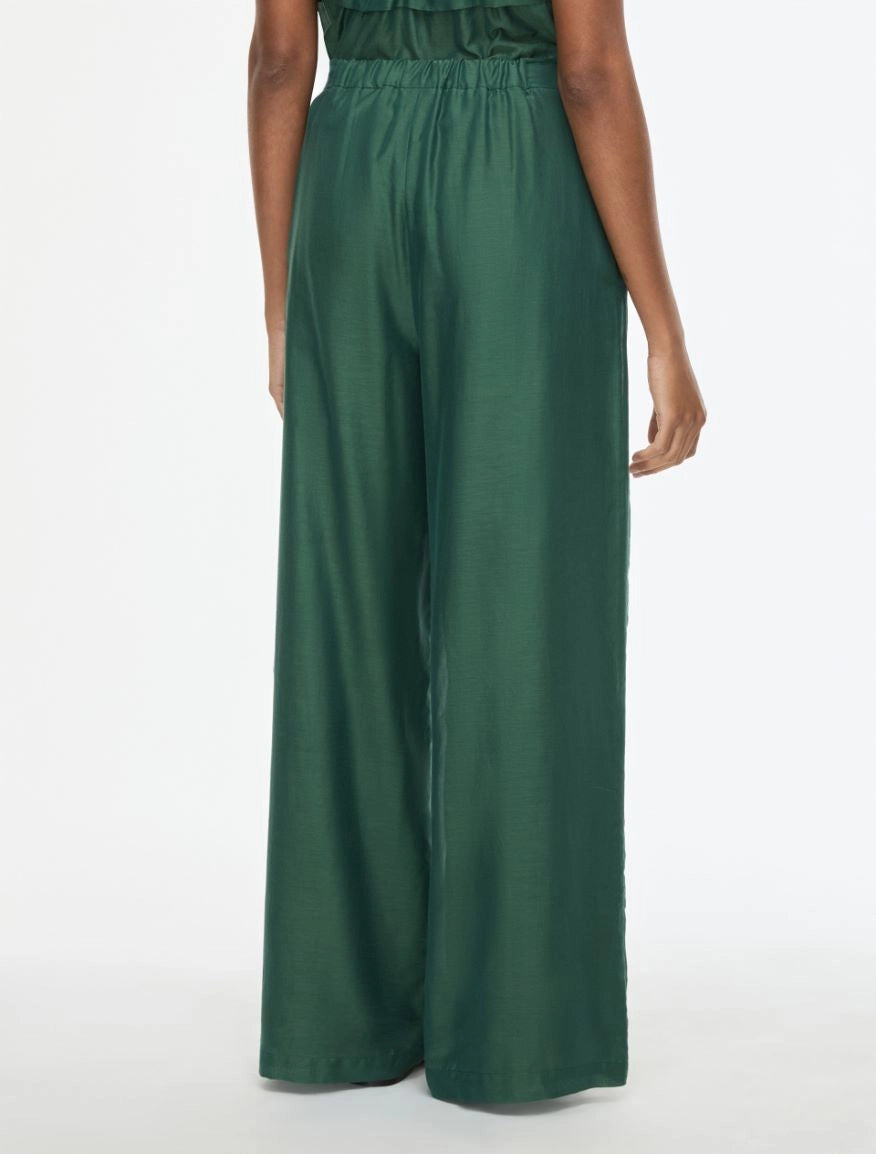PANTALONI IN MUSSOLA MISTO SETA Verde