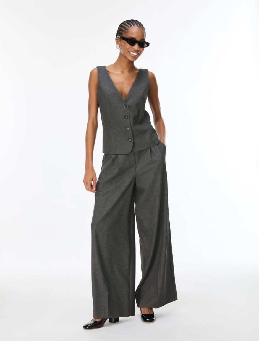 PANTALONI WIDE LEG CON PINCES Grigio Ardesia