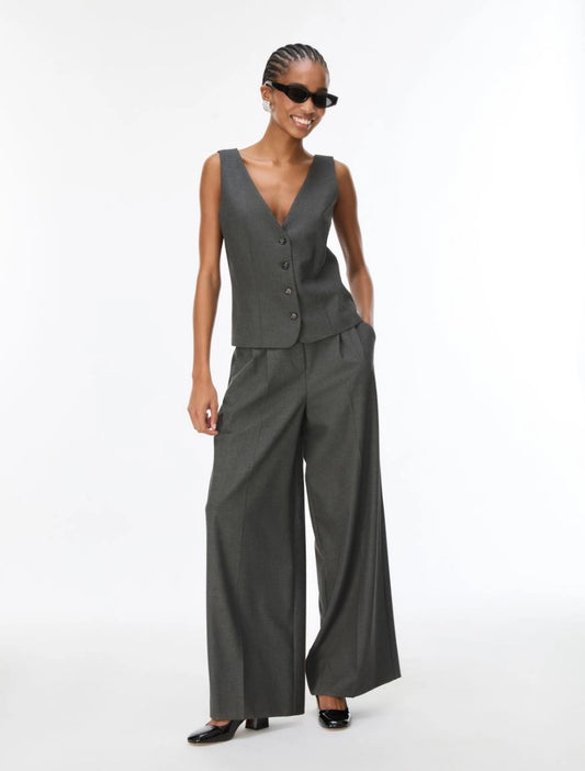 PANTALONI WIDE LEG CON PINCES Grigio Ardesia