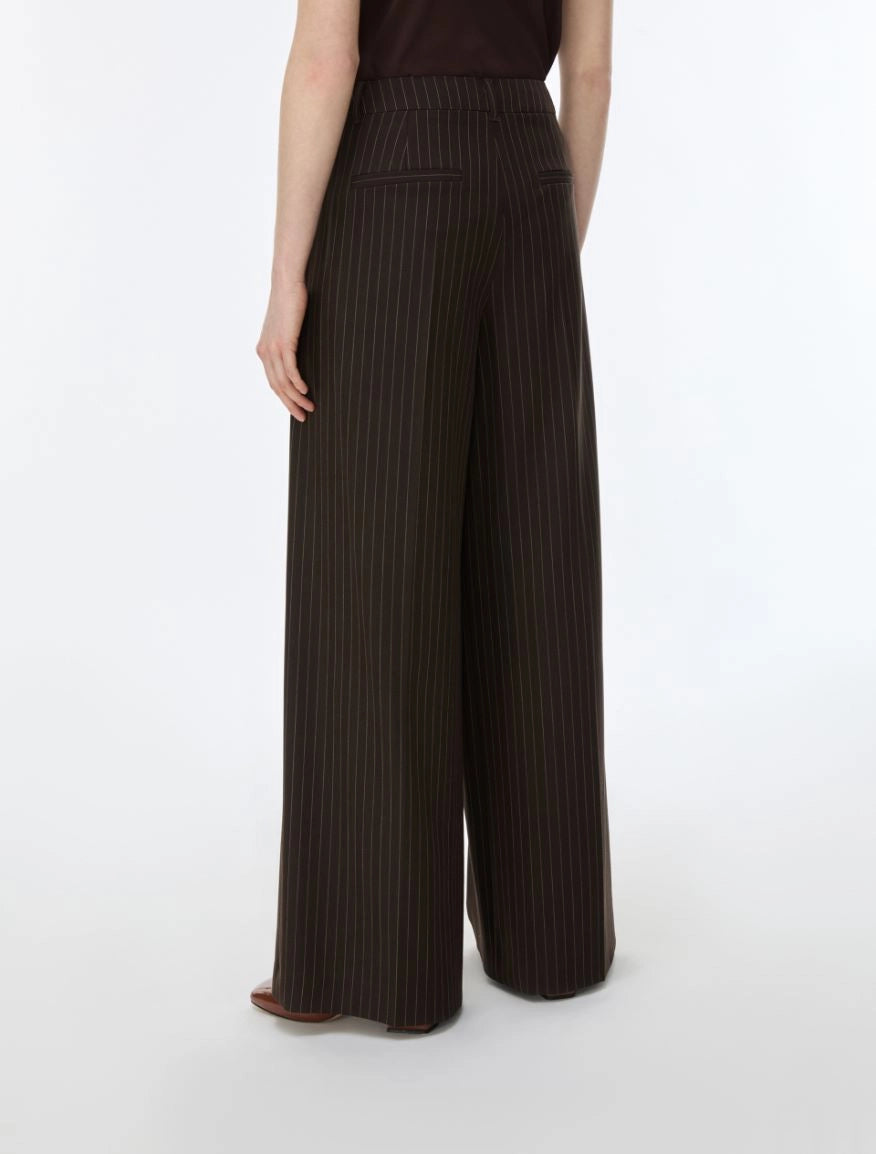 PANTALONI WIDE LEG CON PINCES Marrone