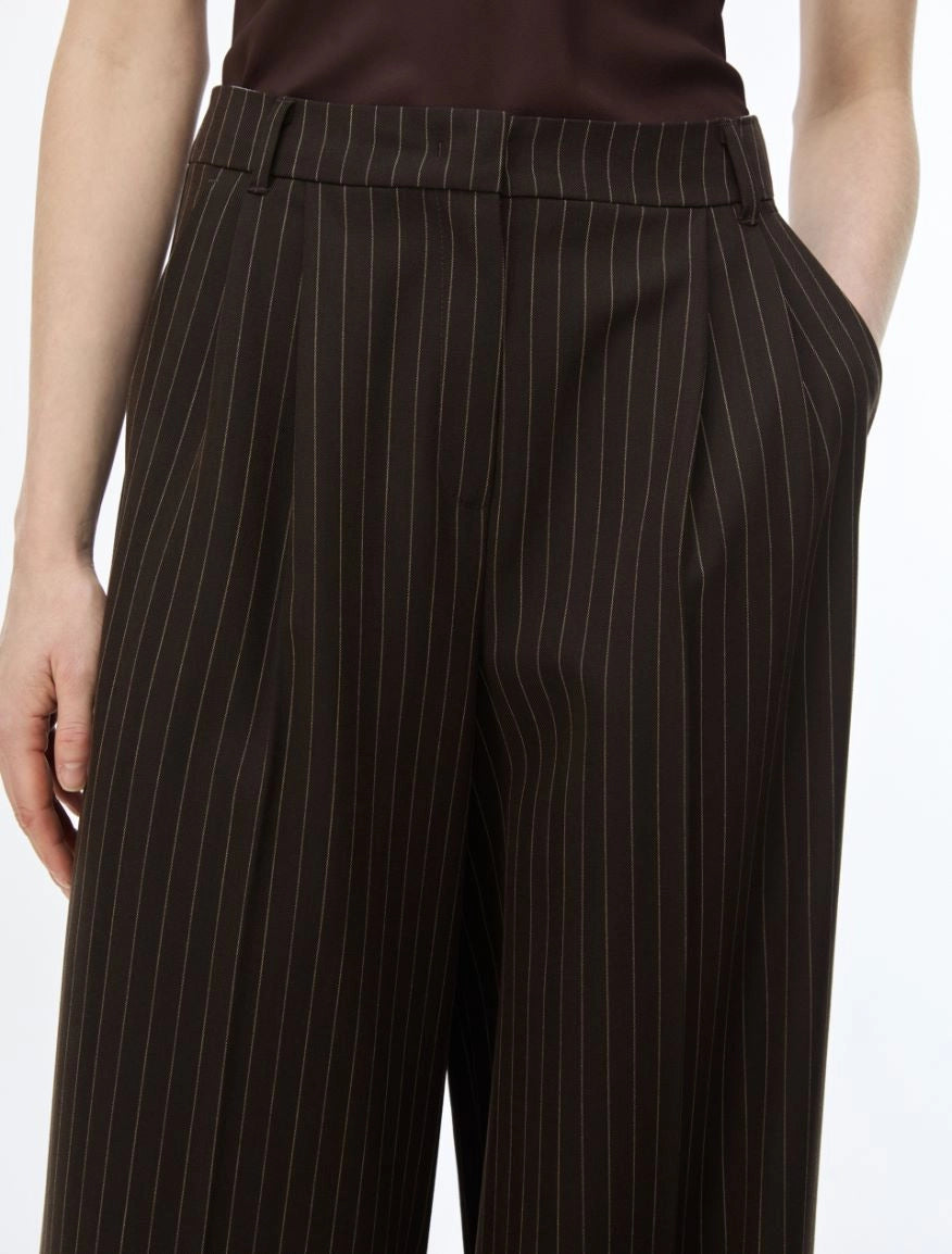 PANTALONI WIDE LEG CON PINCES Marrone
