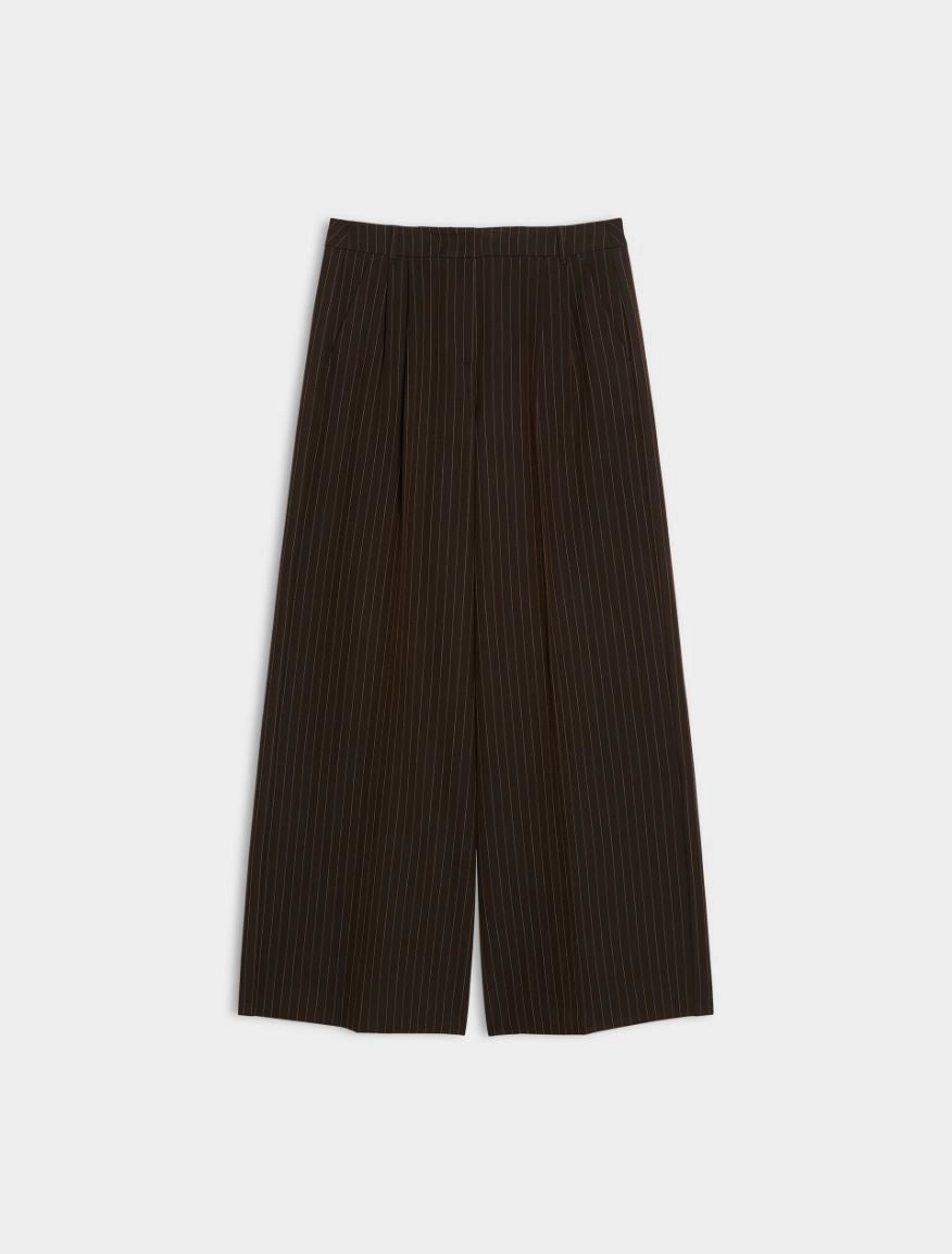 PANTALONI WIDE LEG CON PINCES Marrone