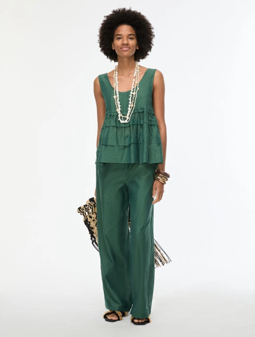 TOP IN MISTO SETA Verde