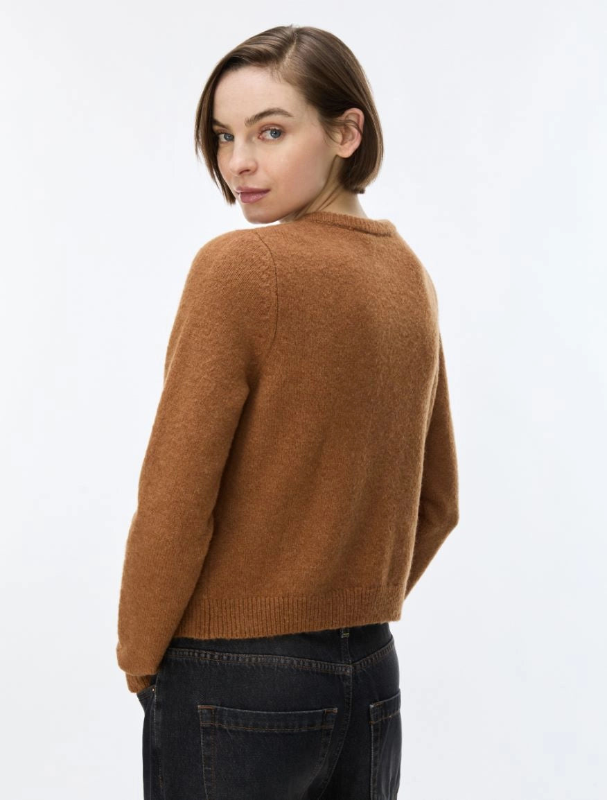 CARDIGAN IN MISTO LANA Cammello