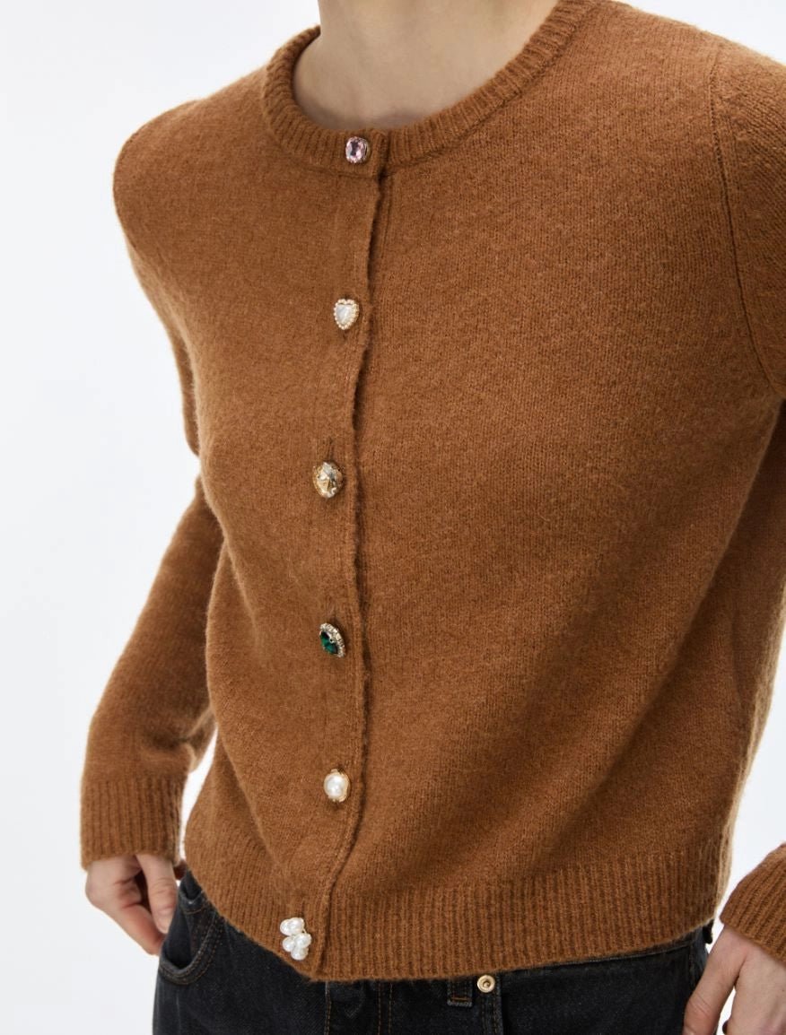 CARDIGAN IN MISTO LANA Cammello