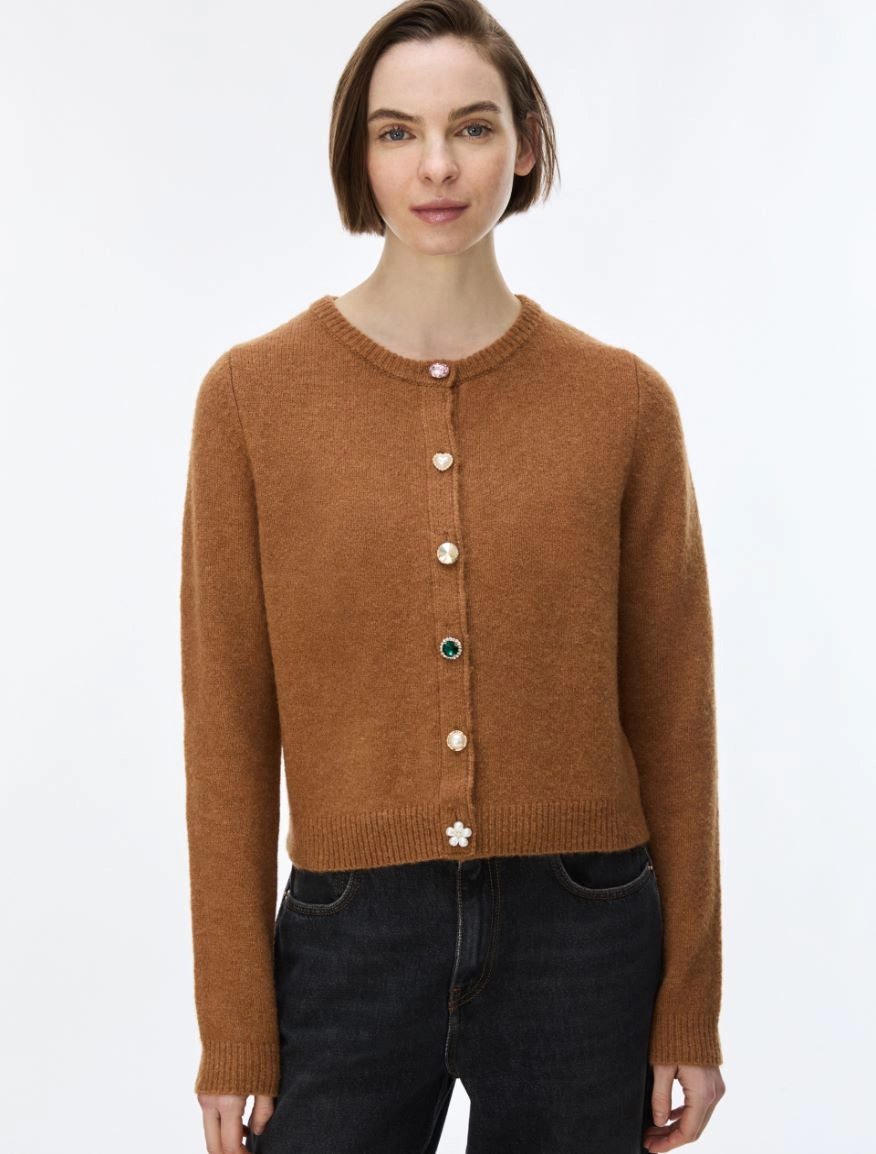 CARDIGAN IN MISTO LANA Cammello