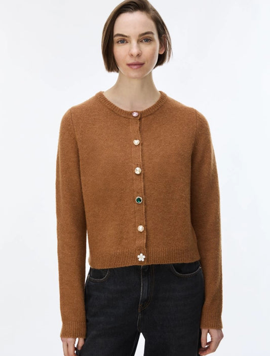 CARDIGAN IN MISTO LANA Cammello