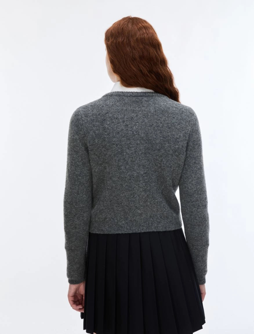 CARDIGAN IN MISTO LANA Grigio Melange