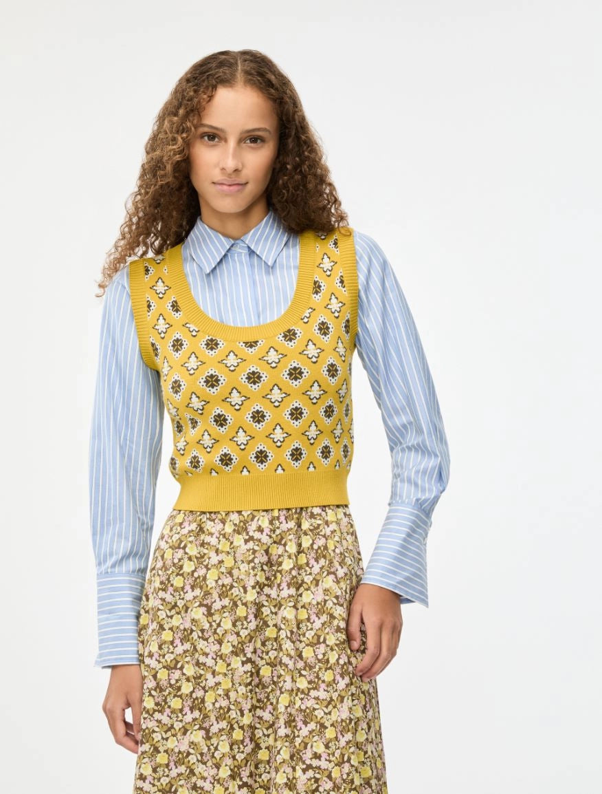 GILET JACQUARD Verde Olio