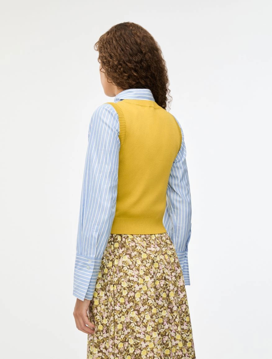 GILET JACQUARD Verde Olio