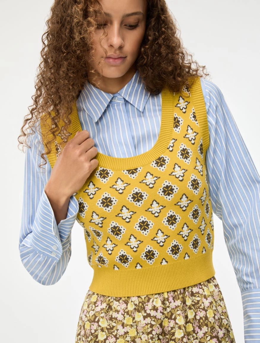 GILET JACQUARD Verde Olio
