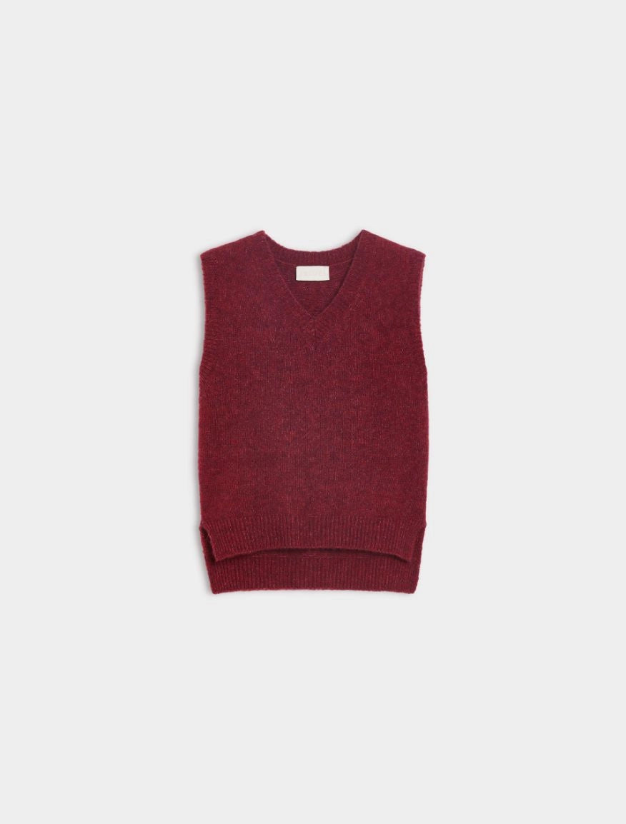 GILET MISTO ALPACA Bordeaux