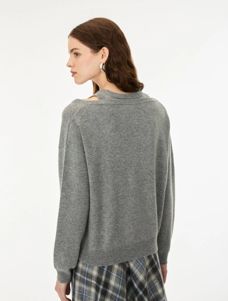 MAGLIA DOPPIO SCOLLO Grigio