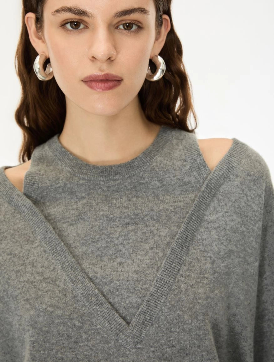 MAGLIA DOPPIO SCOLLO Grigio