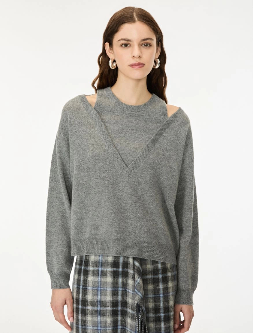 MAGLIA DOPPIO SCOLLO Grigio