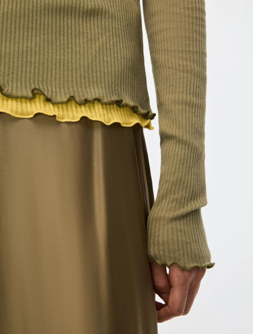 T-SHIRT EFFETTO LAYERING Oliva