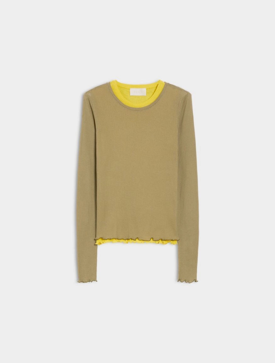 T-SHIRT EFFETTO LAYERING Oliva