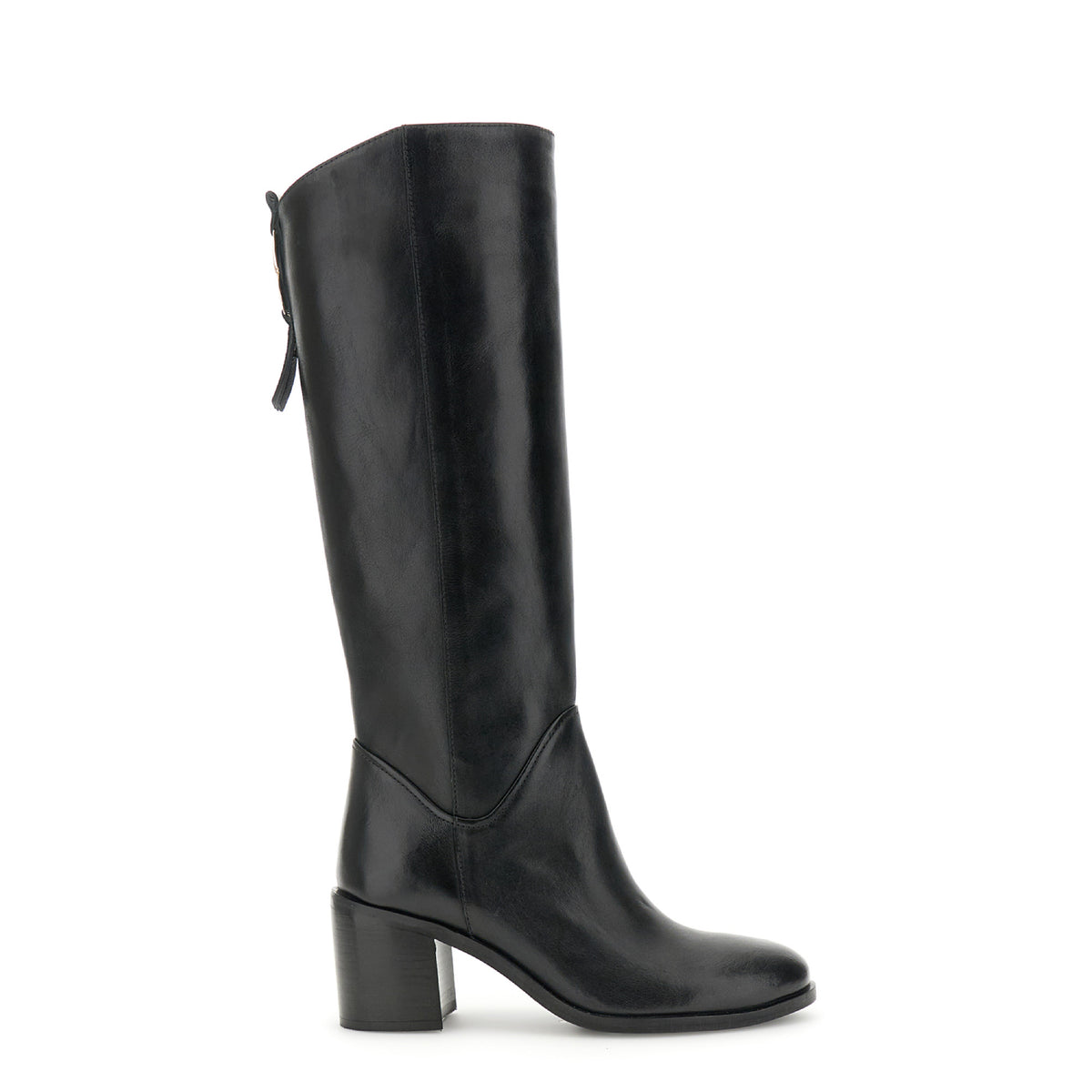 Stivali in pelle con accessorio sul retro - Nero