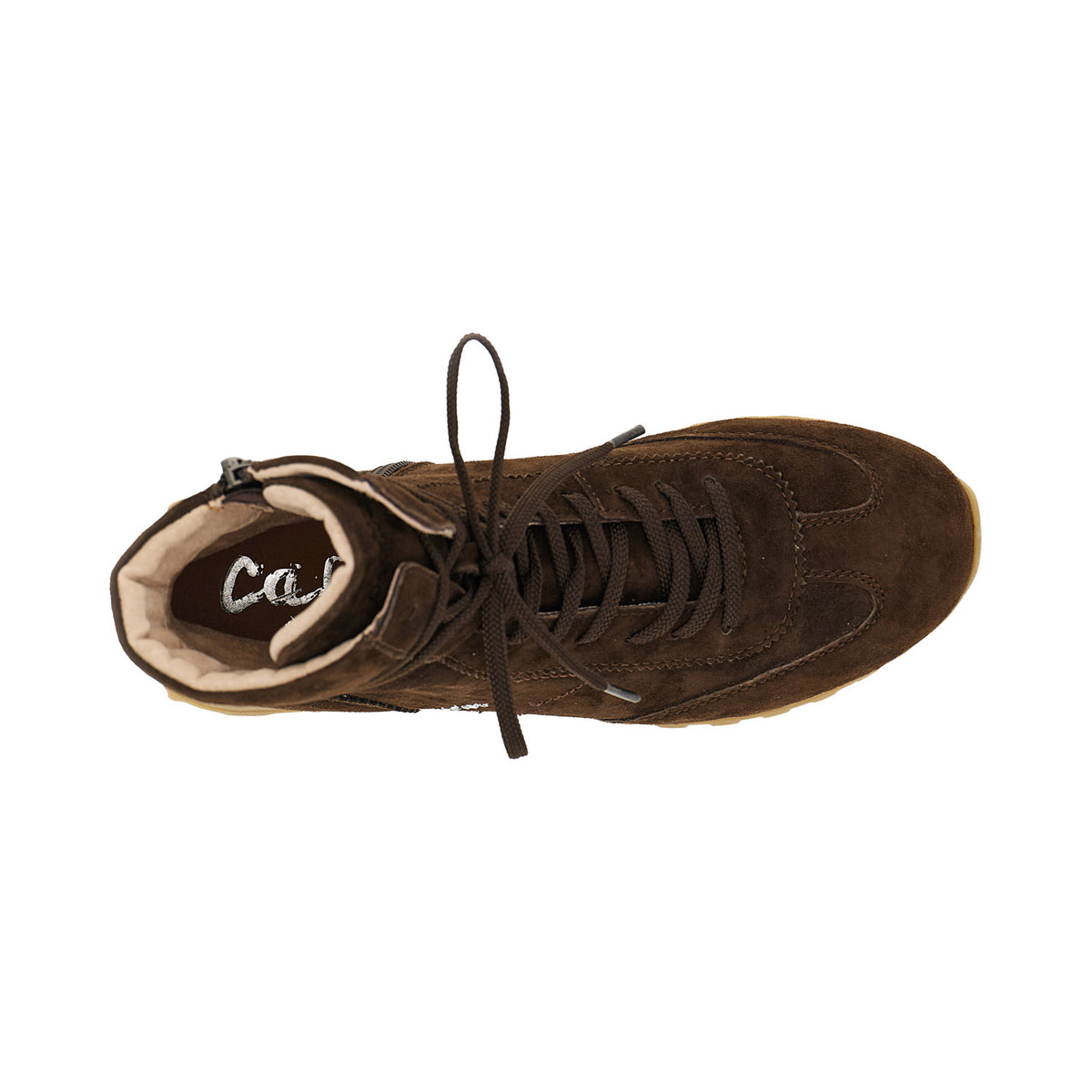 Sneakers alte allacciate in pelle scamosciata - Testa di moro