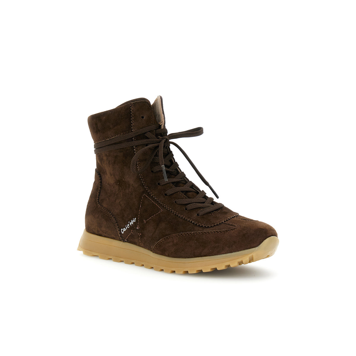 Sneakers alte allacciate in pelle scamosciata - Testa di moro