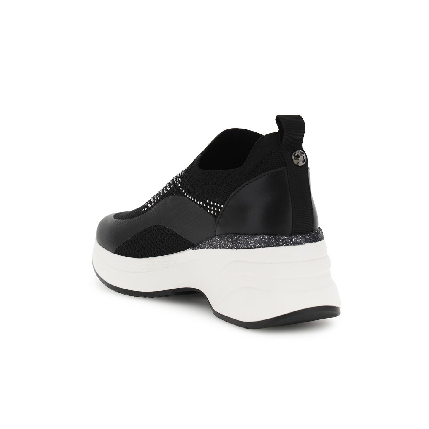 Running slip-on in tessuto elasticizzato e strass nero