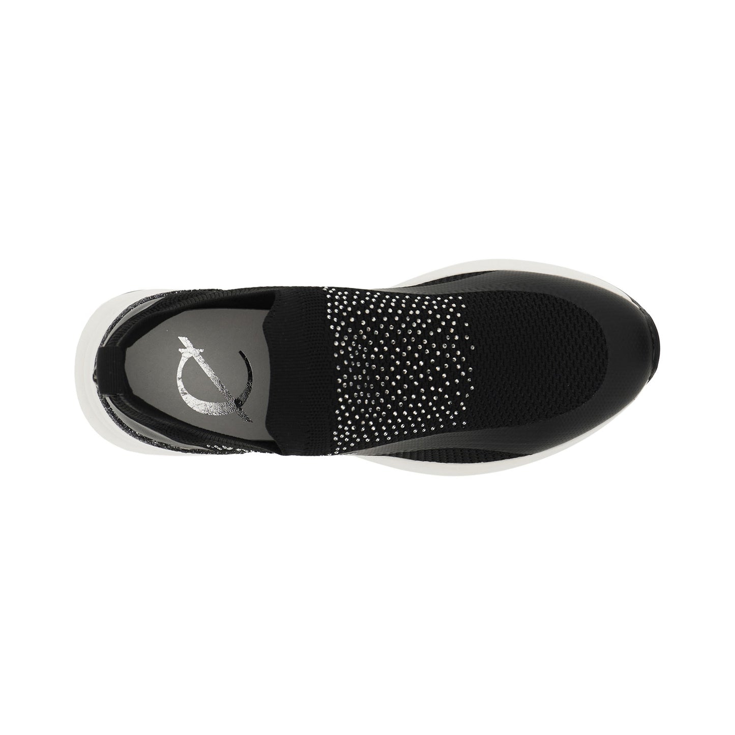 Running slip-on in tessuto elasticizzato e strass nero