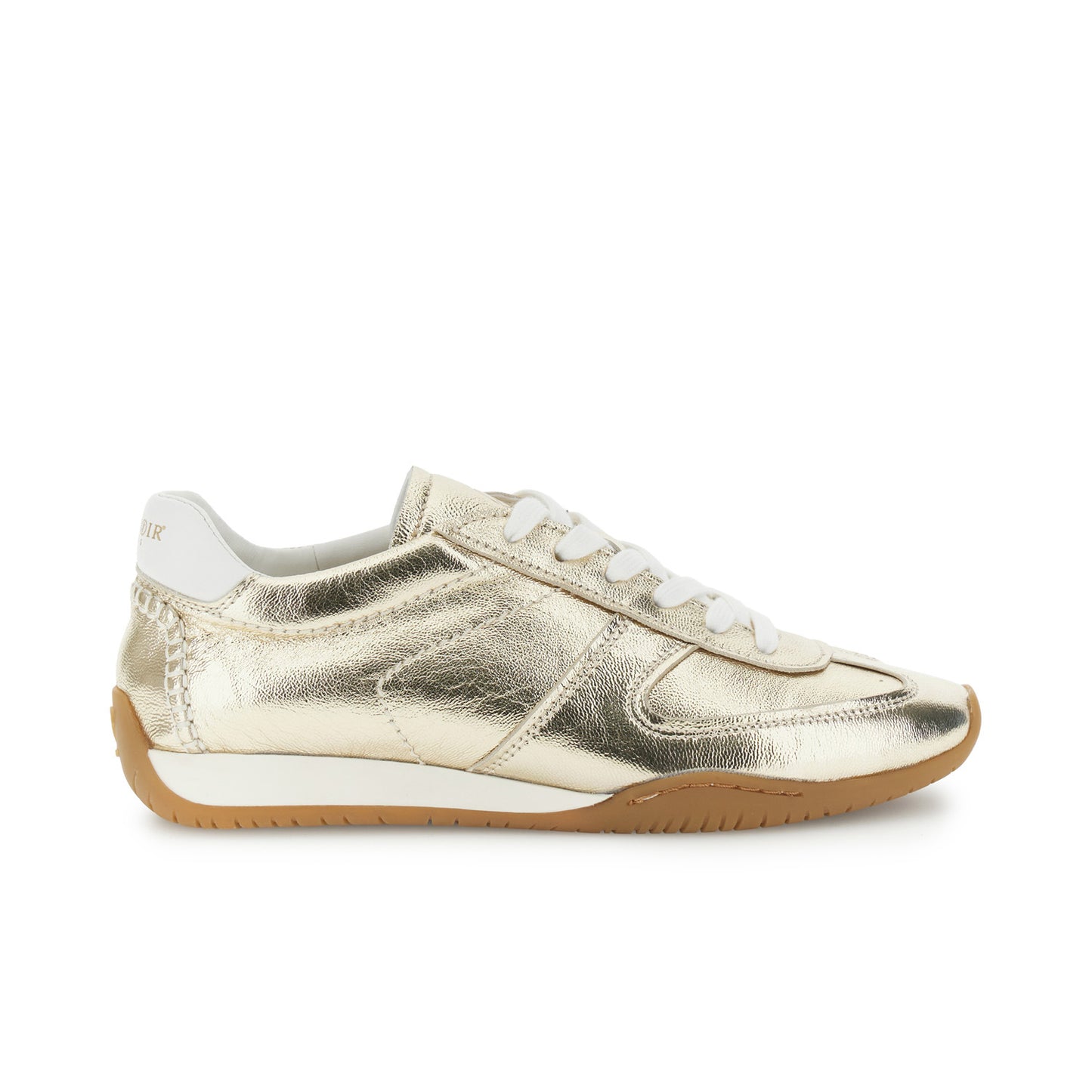 Running allacciate in pelle laminata platino