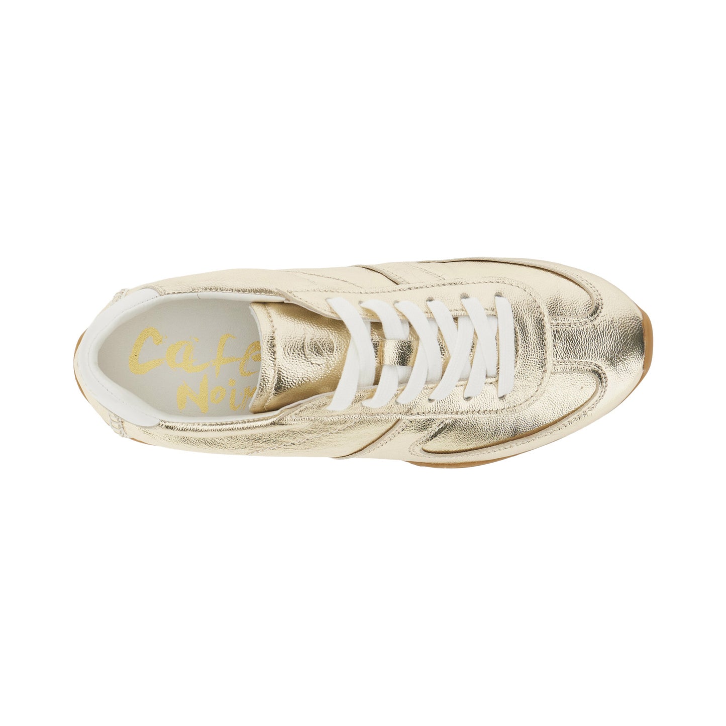 Running allacciate in pelle laminata platino
