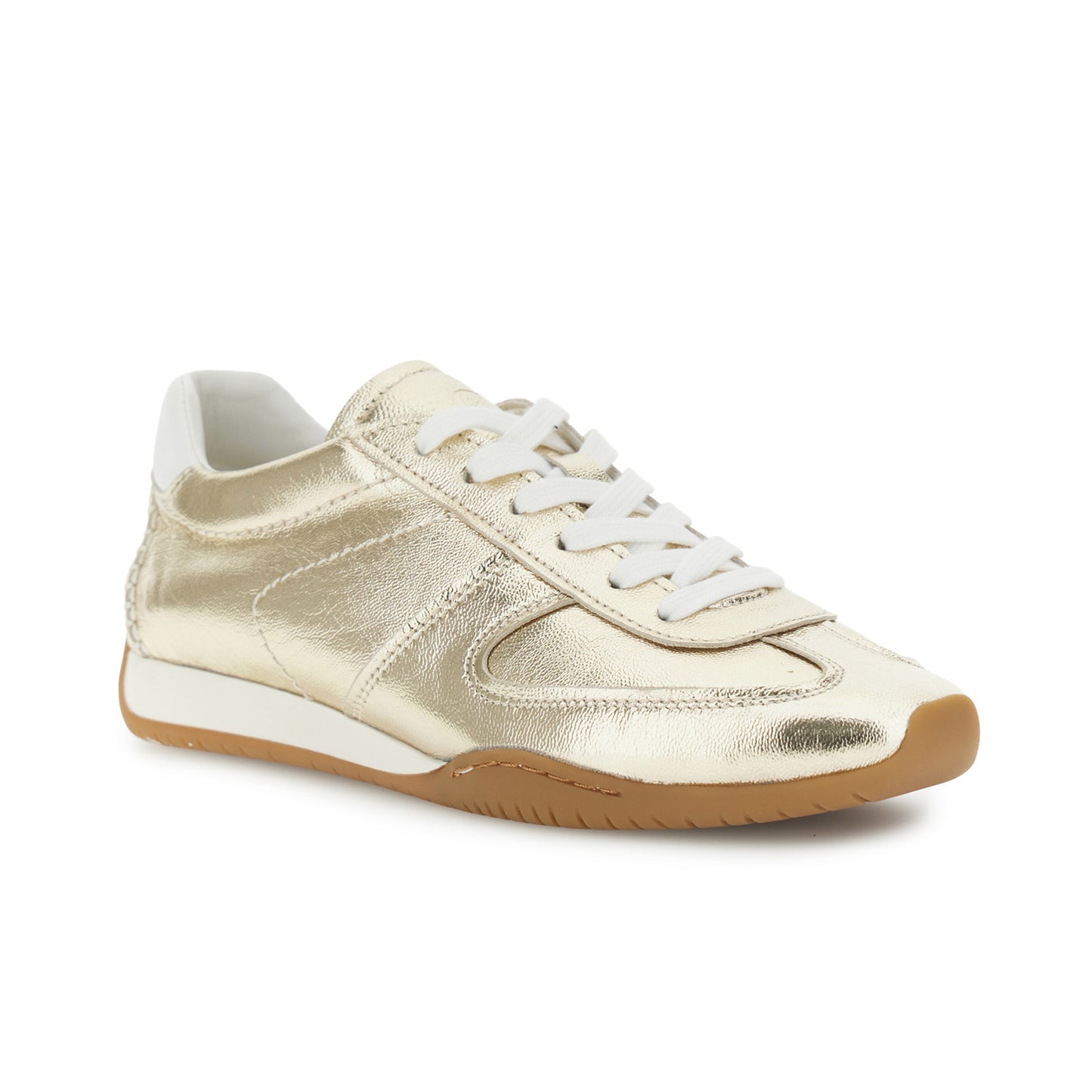Running allacciate in pelle laminata platino
