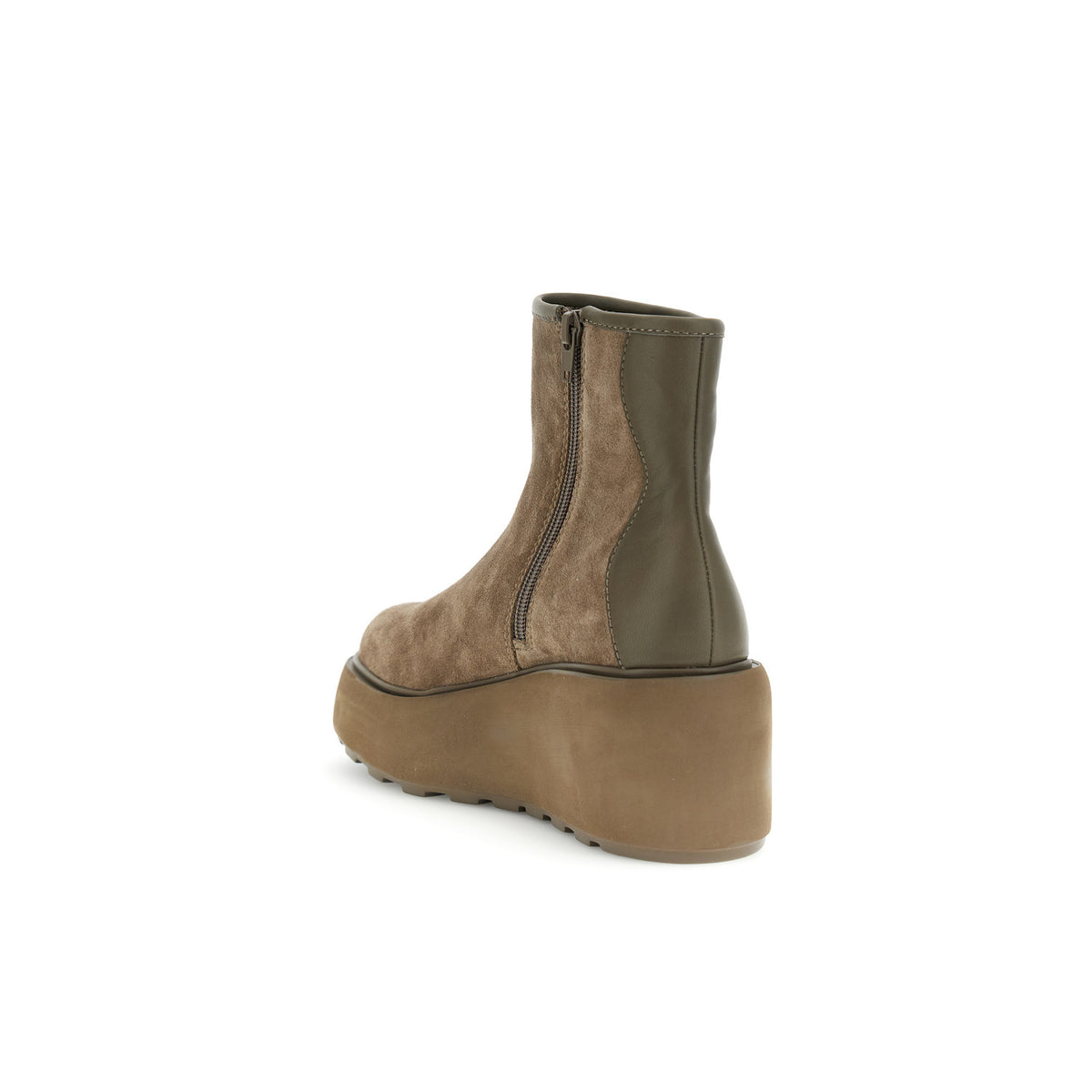 Tronchetti con zeppa in pelle scamosciata e pelle - Taupe