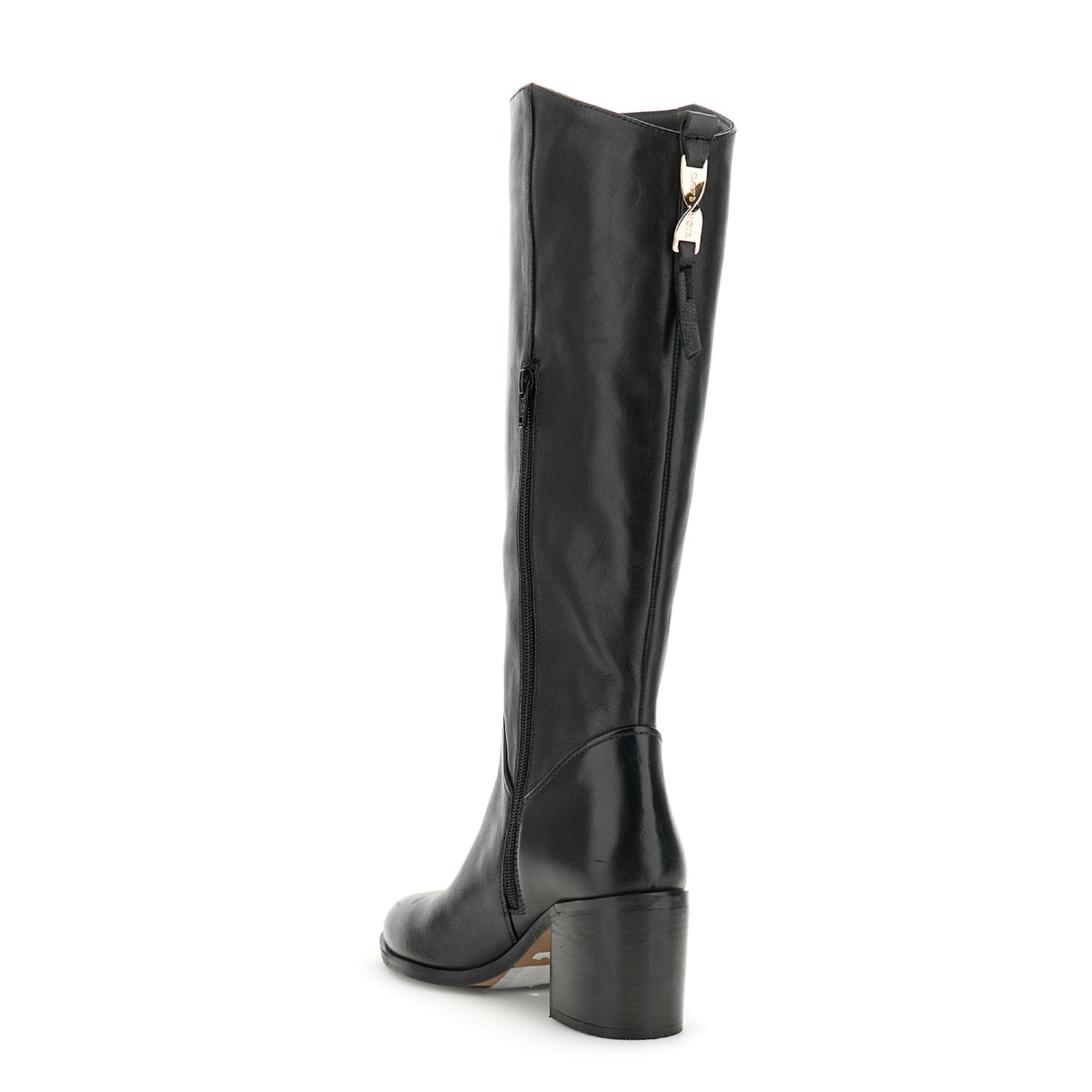 Stivali in pelle con accessorio sul retro - Nero