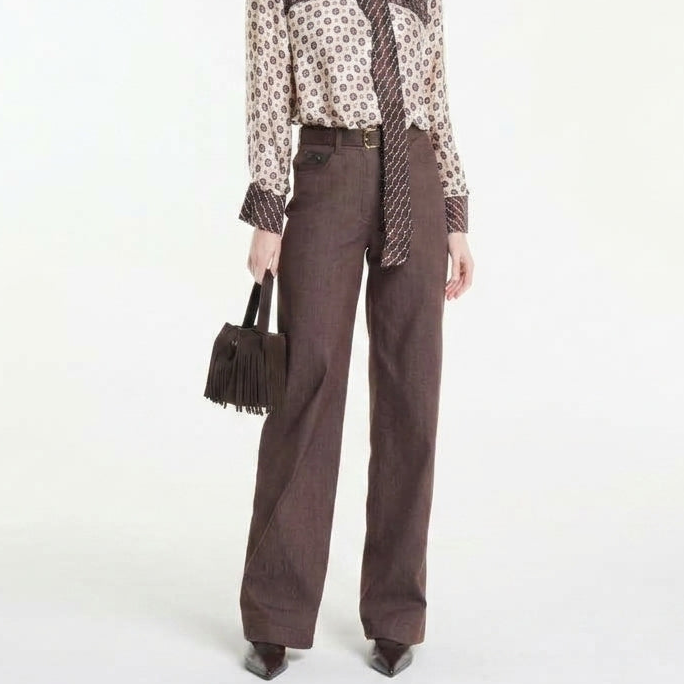 Pantaloni taglio jeans marroni