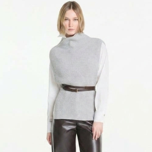 Gilet in maglia a coste grigio