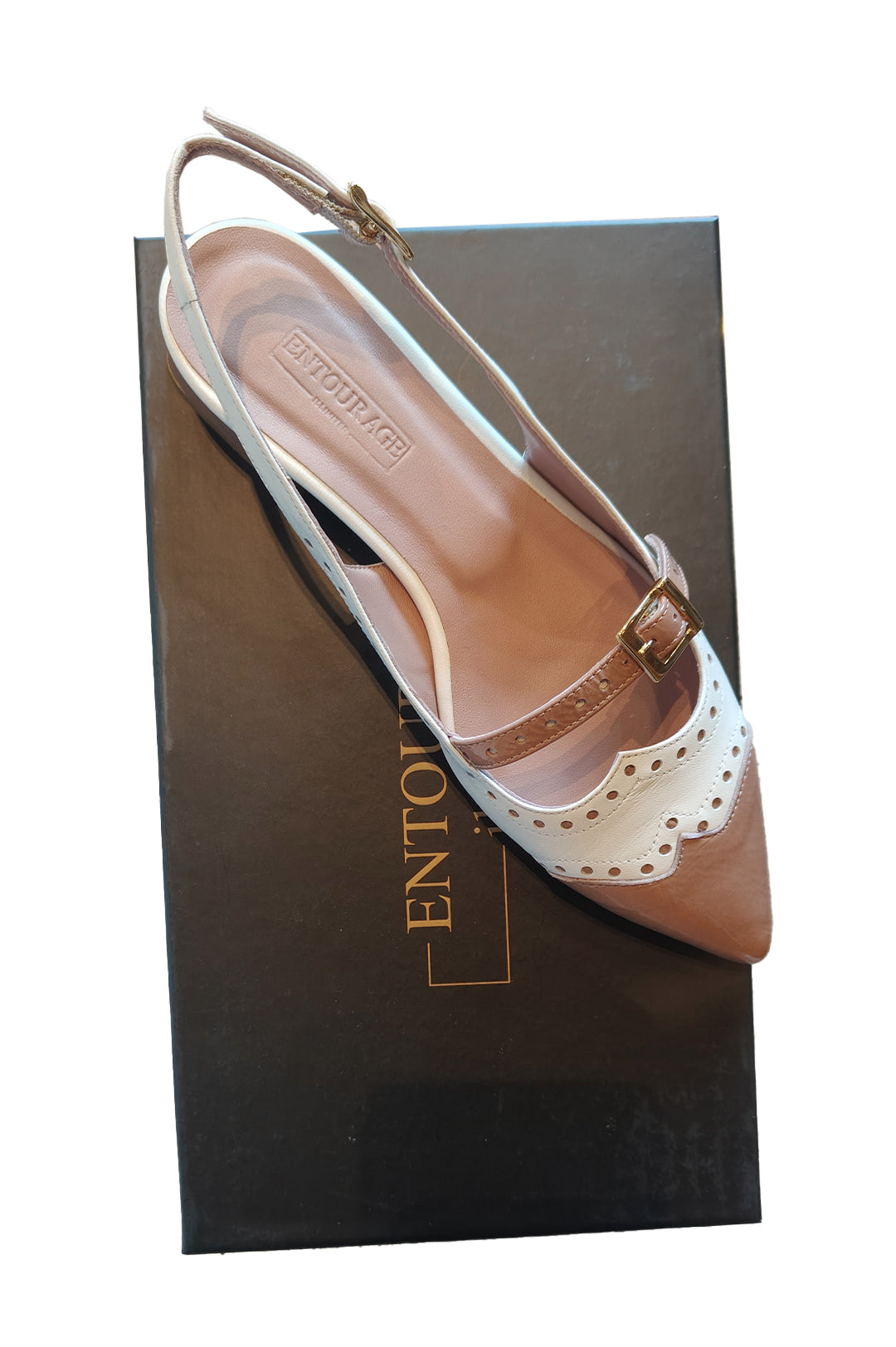 A.I. SALDI - Slingback nappa bianco-rosa antico