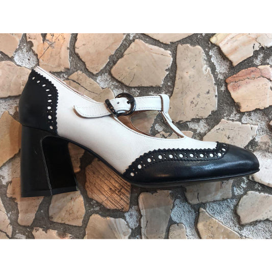 A.I. SALDI - Décolleté nappa bianco e nero - Desirè