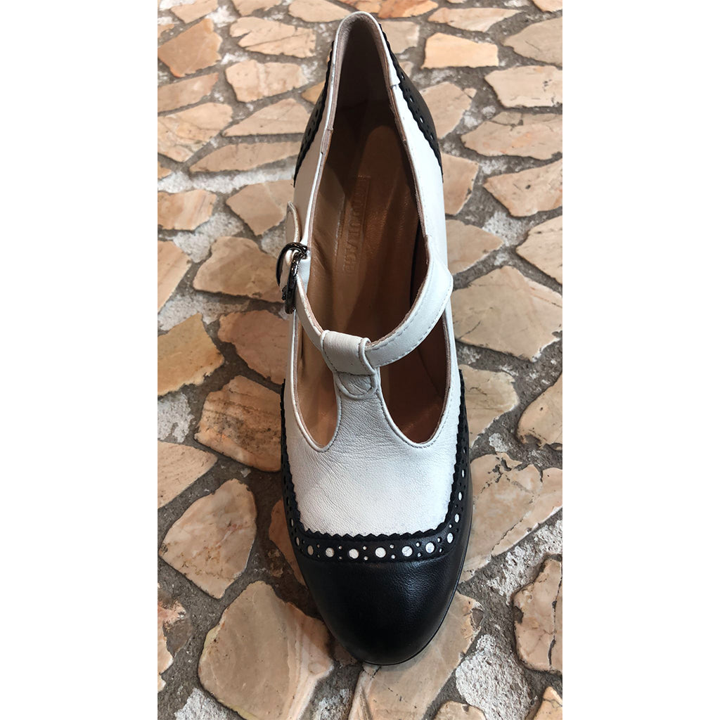 A.I. SALDI - Décolleté nappa bianco e nero - Desirè