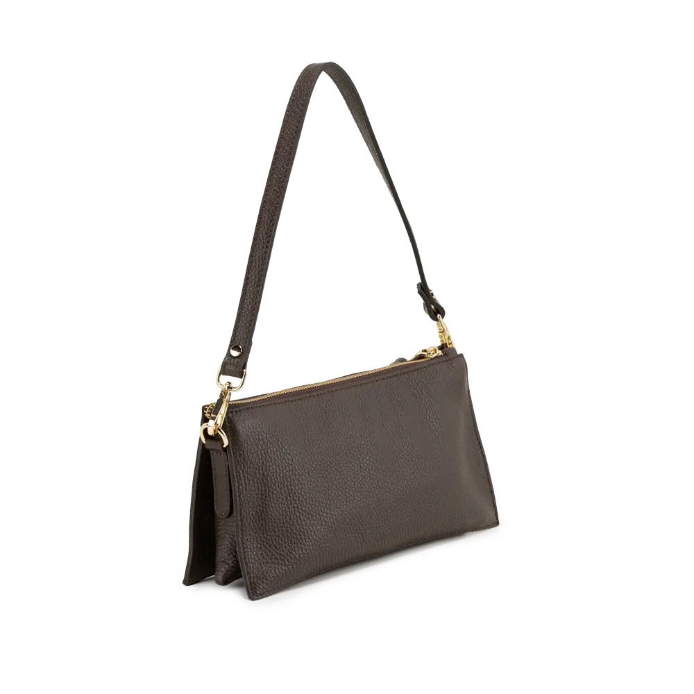 Borsa a spalla con tracolla aggiuntiva regolabile - t. moro