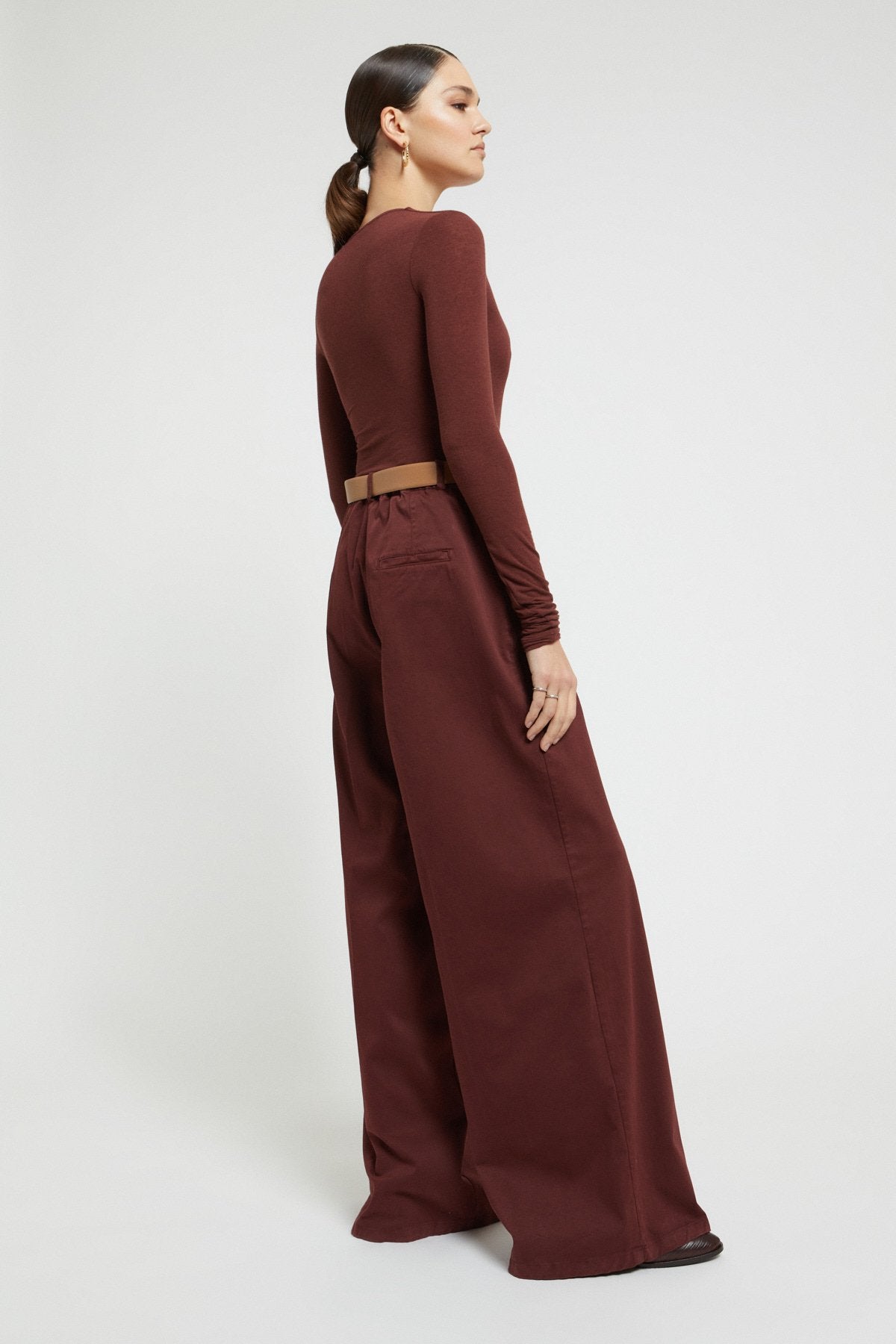 Pantalone palazzo in gabardina