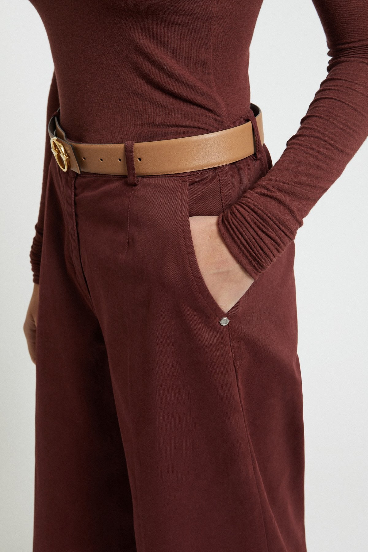 Pantalone palazzo in gabardina