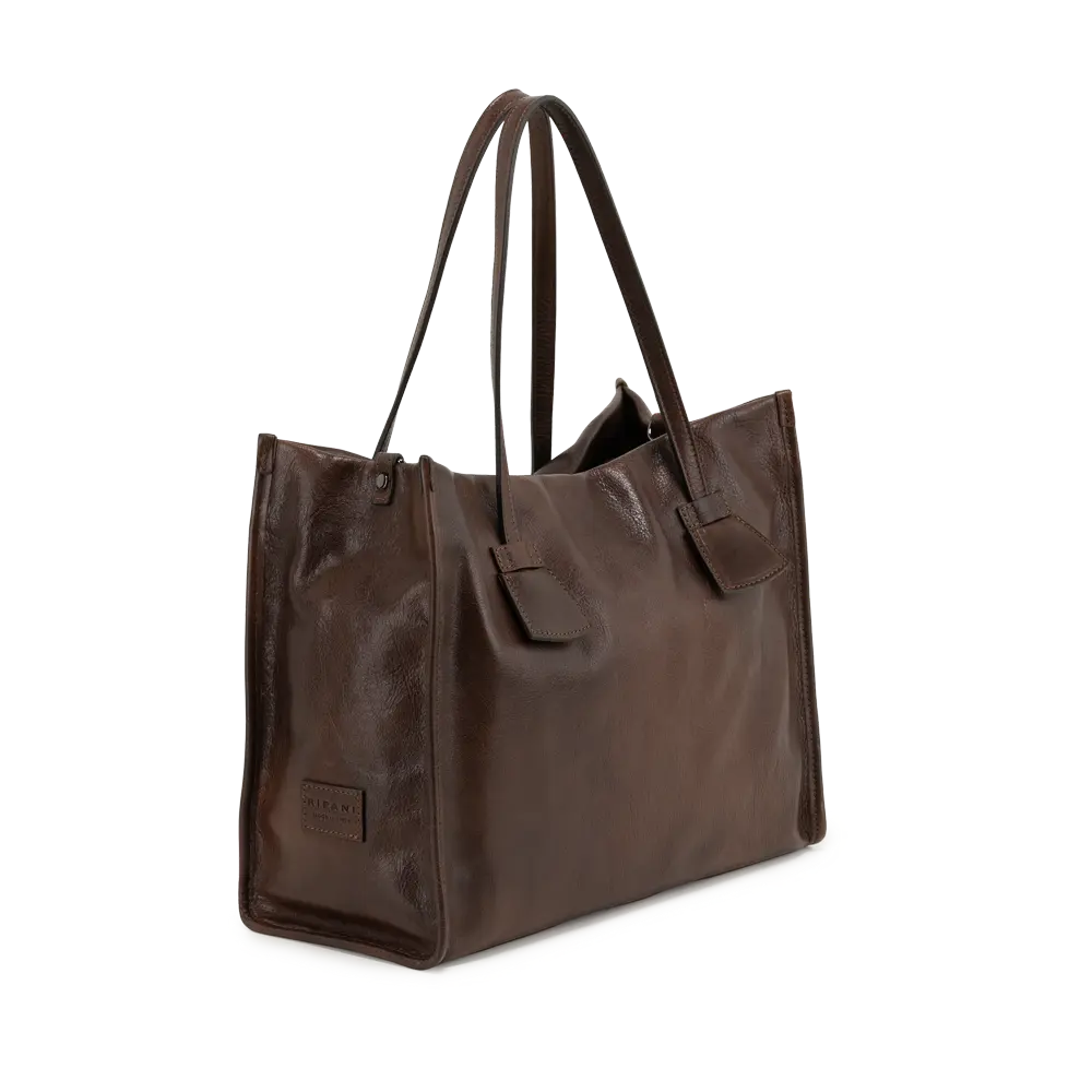 Borsa shopping con tracolla aggiuntiva regolabile - marrone
