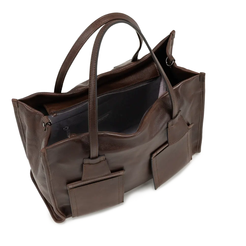Borsa shopping con tracolla aggiuntiva regolabile - marrone