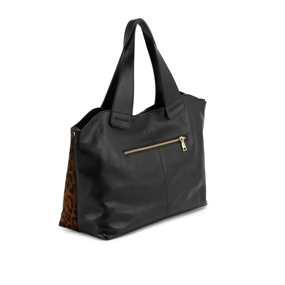 Borsa shopping con tracolla aggiuntiva regolabile - nero