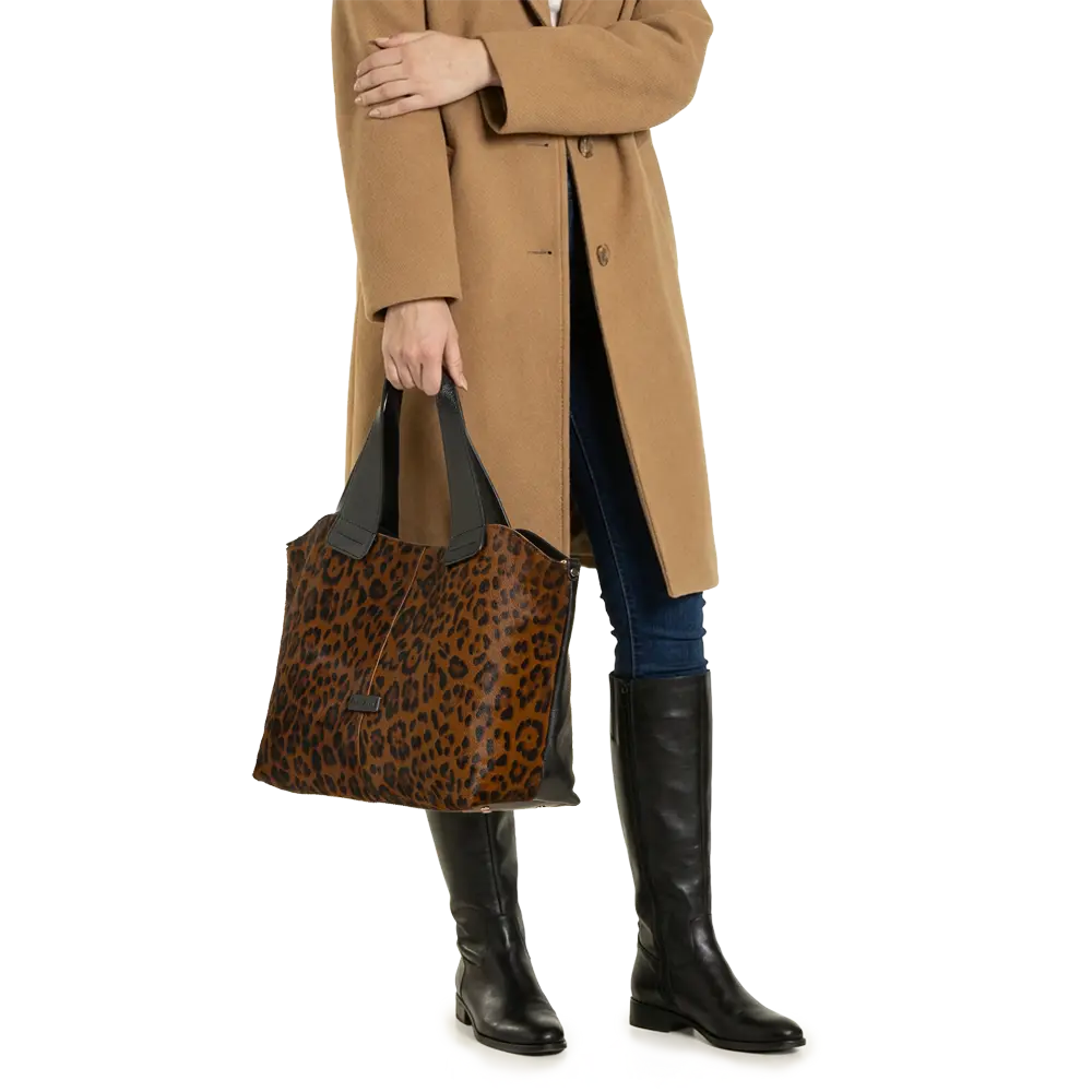 Borsa shopping con tracolla aggiuntiva regolabile - nero