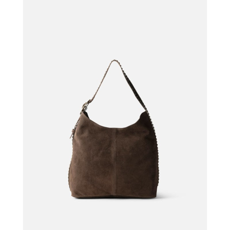 Borsa a spalla in pelle scamosciata