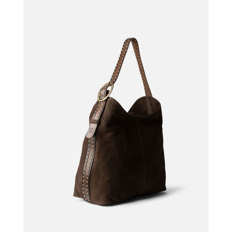 Borsa a spalla in pelle scamosciata