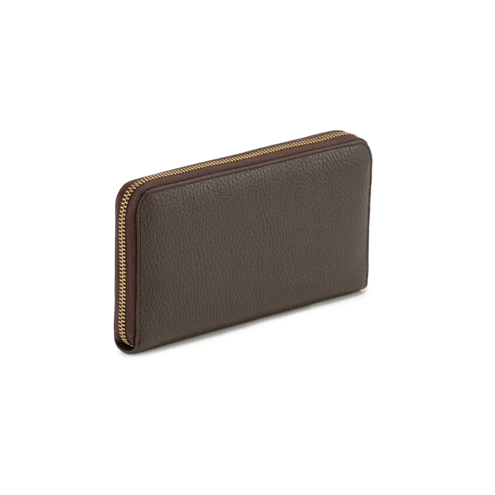 Portafogli donna con zip around. Scomparti interni multitasche - cioccolato