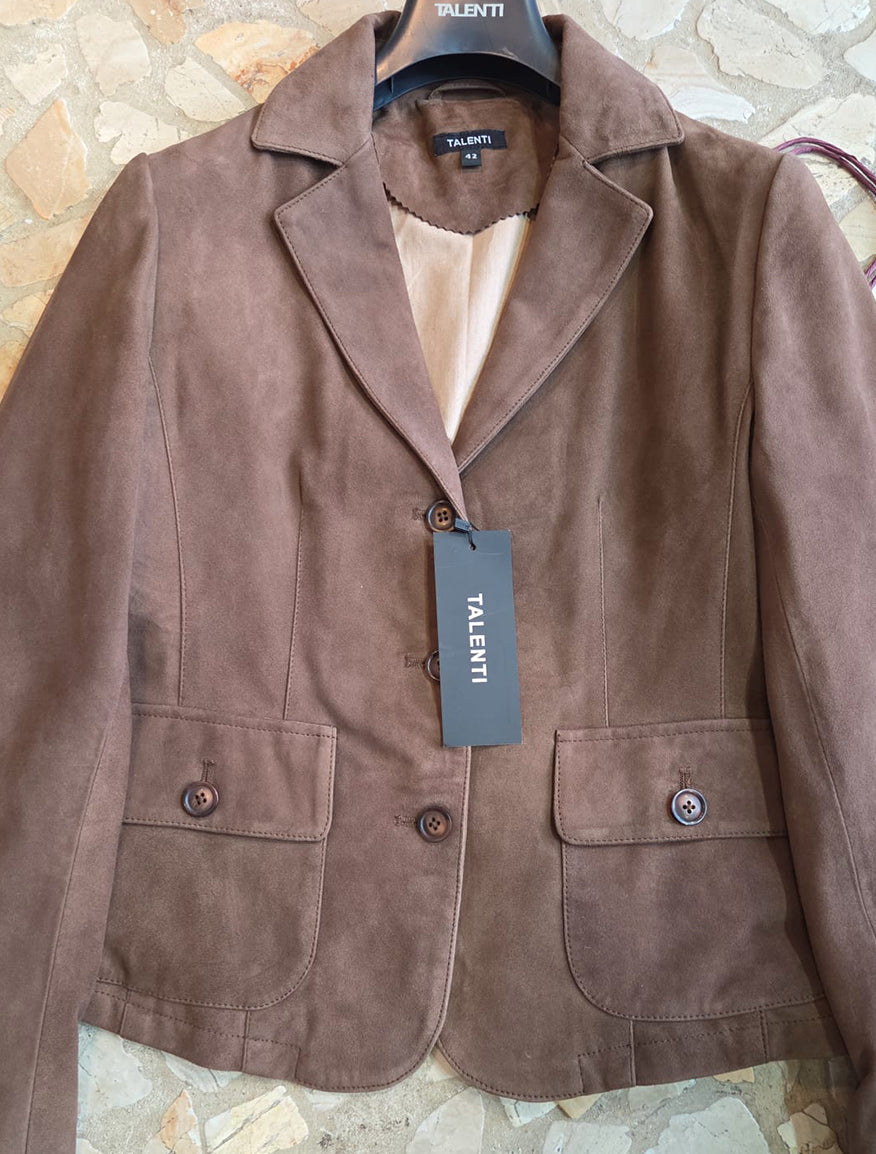 Giacca in pelle camoscio Castagna