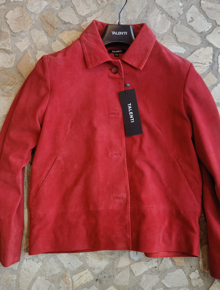 Giacca in pelle camoscio Rosso